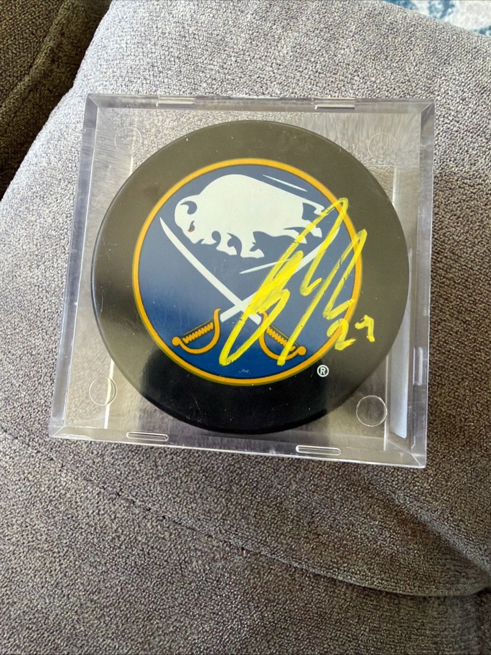Buffalo Sabres Autographed Hockey Puck in Display Case  Jason Pominville